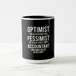 Mug Optimiste comptable pessimiste costume de verre ca