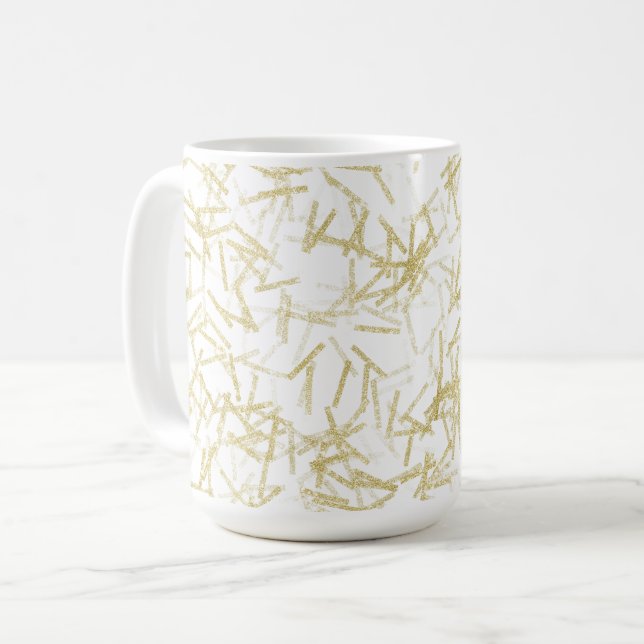 Mug Or Blanc Pailleté Brillance Luxueuse (Devant gauche)