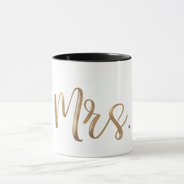 Mug Or & Blanc Typographie Moderne Minimaliste Mme (Centre)