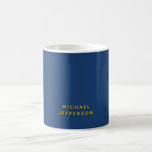 Mug Or & Bleu Minimaliste Moderne Nom Simple