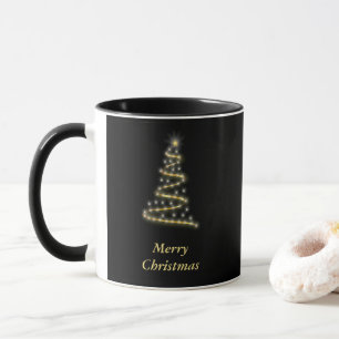 Mug Or brillant sapin de Noël noir