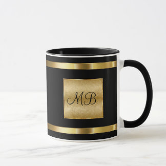 Mug Or chic de monogramme et couleur noire
