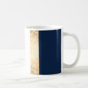 Mug or élégant de faux, bleu marine, rayures blanche