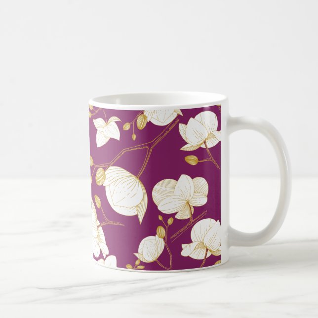 Mug Or et blanc élégant orchidée floral moderne (Droite)