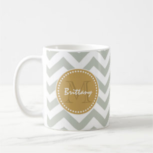 Mug Or et monogramme de Chevron et fait sur commande
