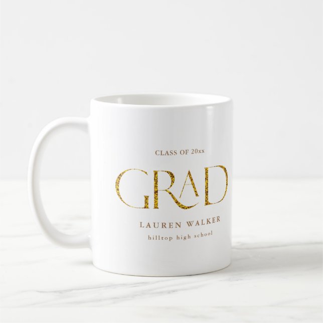 Mug or étincelant élégant script café de deuxième cycl (Gauche)
