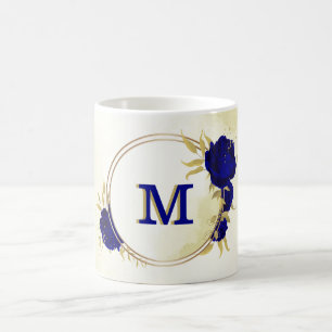 Mug or floral bleu royal