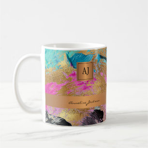 Mug Or monogramed moderne élégante traits abstraits