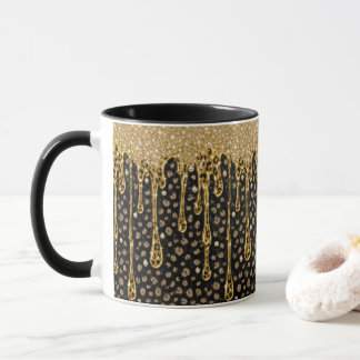 Mug Or Noir Paillettes Brillantes Luxe