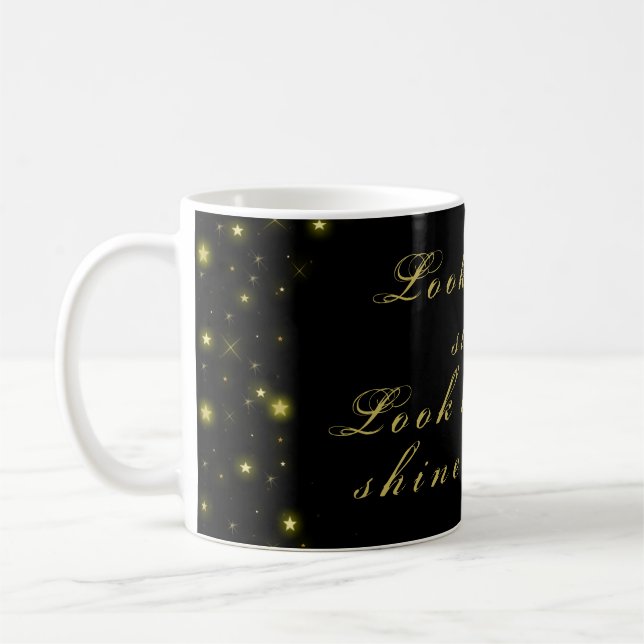 Mug Or personnalisé et étoiles brillantes sur noir (Gauche)