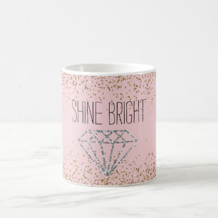 Mug Or rose pailleté argent diamant brille brillant