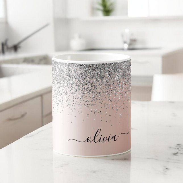 Mug Or rose - Parties scintillant rose pâle Monogramme (Créateur téléchargé)