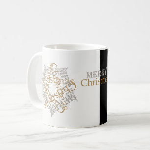 Mug Or vintage, Argent Joyeux Noël Noir, Blanc