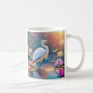 Mug Orange Billed White Heron Imaginaire Bird