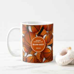 Mug orange blanc de l'équipe de basket couleurs nom de