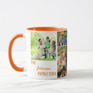 Mug Orange Calligraphy Family Photo Collage