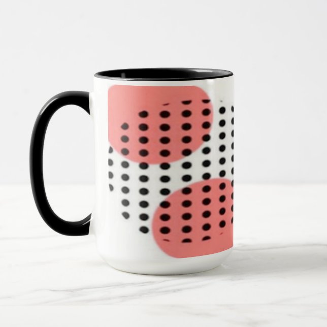 Mug Orange Circles with Black Polka Dots pattern (Gauche)