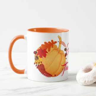 Mug Orange Citrouille Automne Maple Foliing Thanksgivi