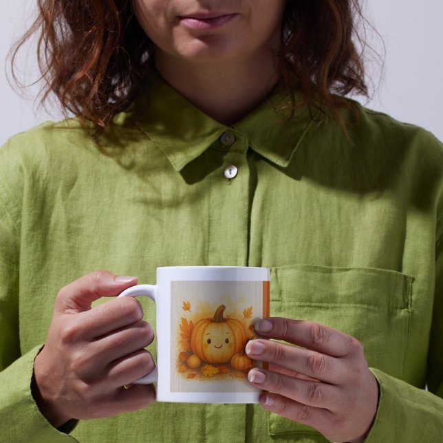 Mug orange Cosy Fall vibes Citrouille Feuilles (Créateur téléchargé)