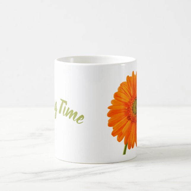 Mug Orange gerbera temps de printemps photo avec texte (Centre)
