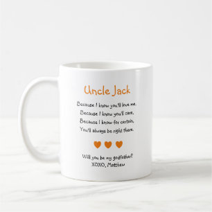 Mug Orange Hearts Tu Seras Mon Parrain Poème Photo