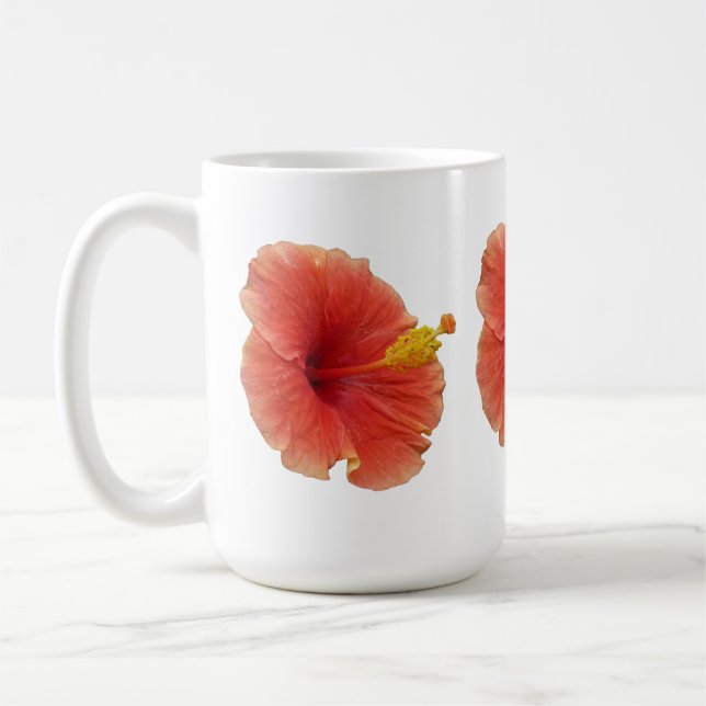 Mug Orange Hibiscus Fleur Tropical Floral (Gauche)
