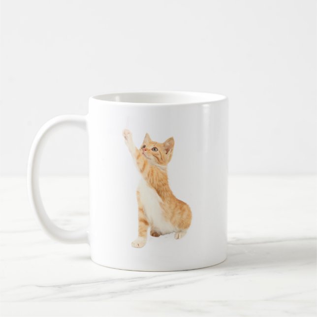 Mug Orange Kitten - Cute Orange chat Raising Paw (Gauche)