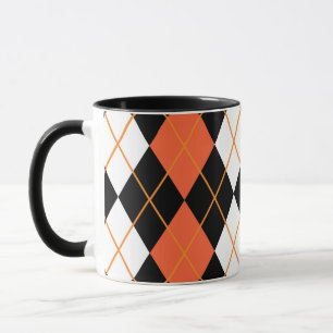 Mug Orange noir Jacquard blanc Diamant Design