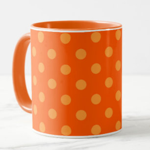 Mug Orange On Deep Orange Pois Design Motif