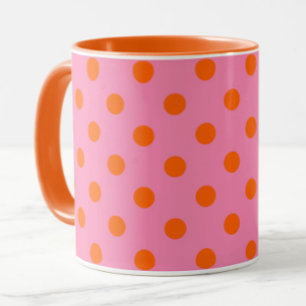 Mug Orange On Rose Pois Design Motif