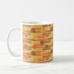 Mug Orange, Or, Rectangles Brown et cercles