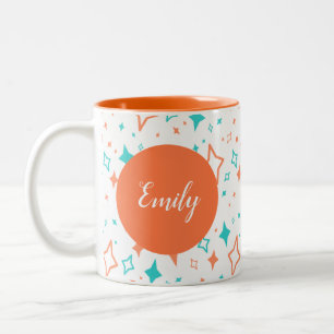 Mug orange personnalisé avec étoiles