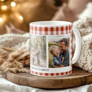 Mug Orange-Rouge En vichy 3 Photo