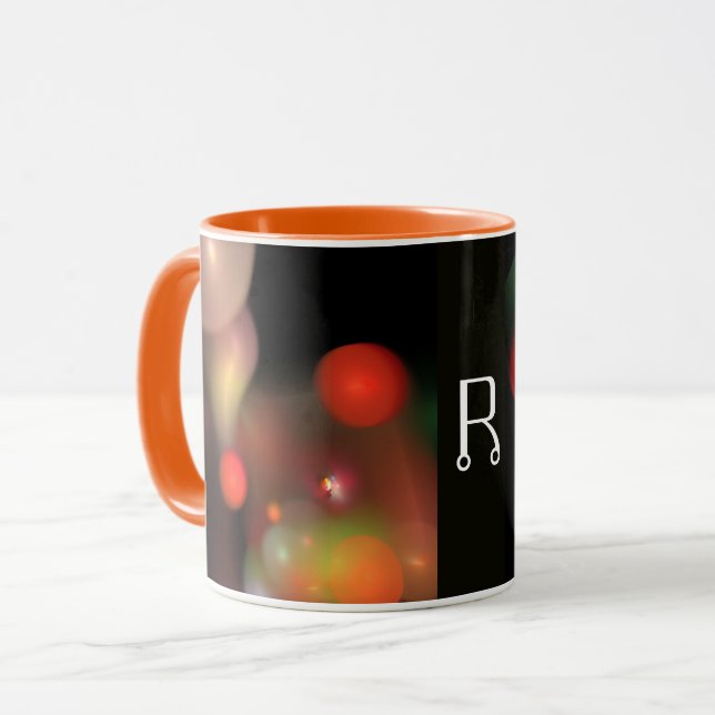 MUG ORANGE TELLOW ROSE NOIR FRACTAL BUBBLES MONOGRAM (Devant gauche)