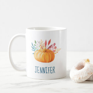 Mug Orange Watercolor Citrouille automne saison