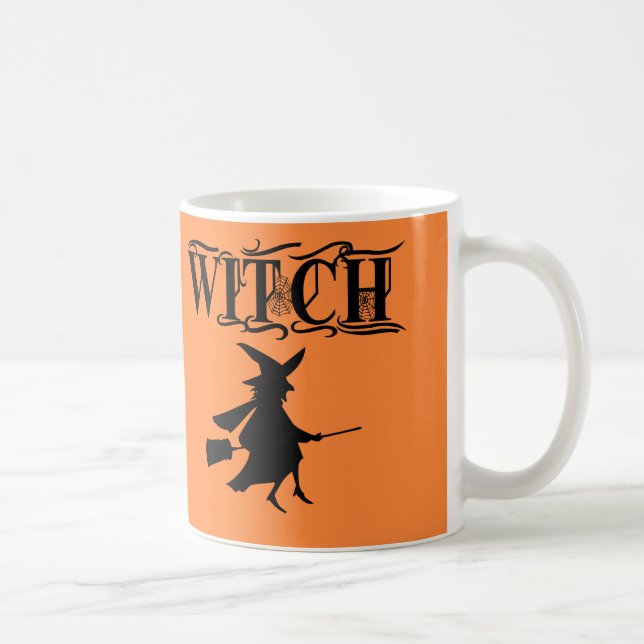 Mug Orange Wicked Flying Witch Halloween Brownie (Droite)