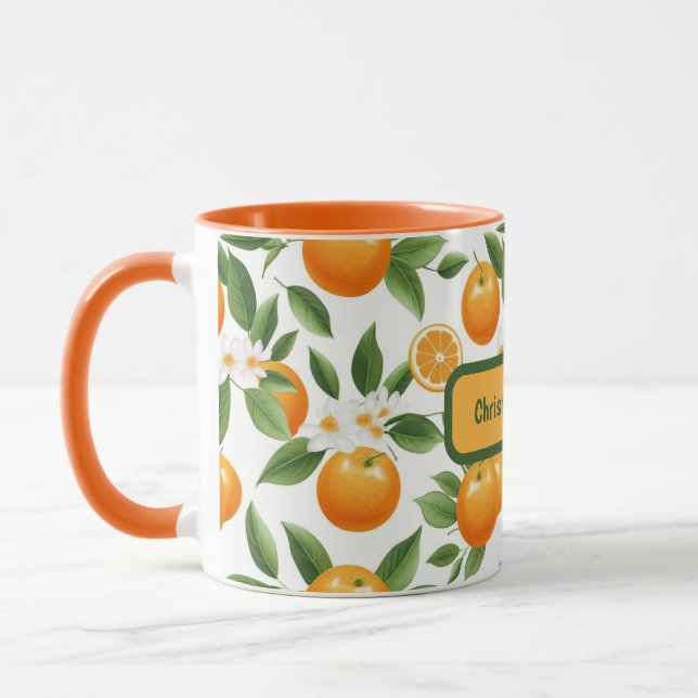 Mug Oranges et Feuilles personnalisables (Gauche)