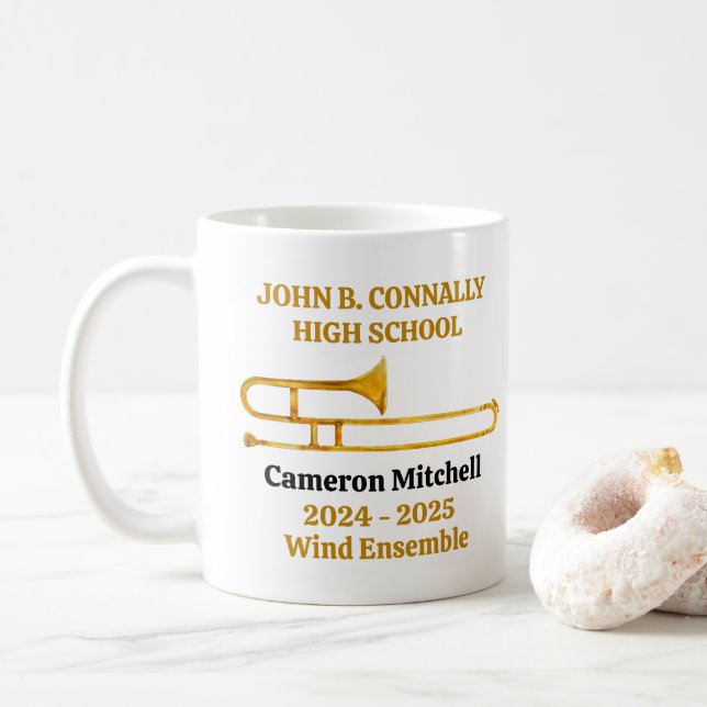 Mug Orchestre de la fanfare du lycée Trombone Or Perso (Avec donut)