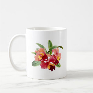 Mug Orchidées Cattleya pêche et cramoisie