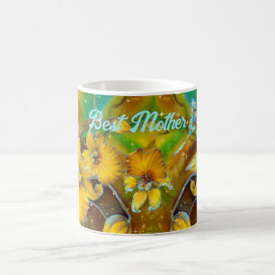 Mug Orchidées Jaunes Magique Or Étoiles Vert