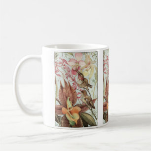 Mug Orchidées tropicales vintage, fleurs et colibris