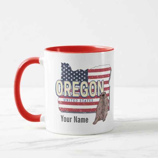 Mug Oregon State États-Unis Retro Map USA Souvenir (Gauche)