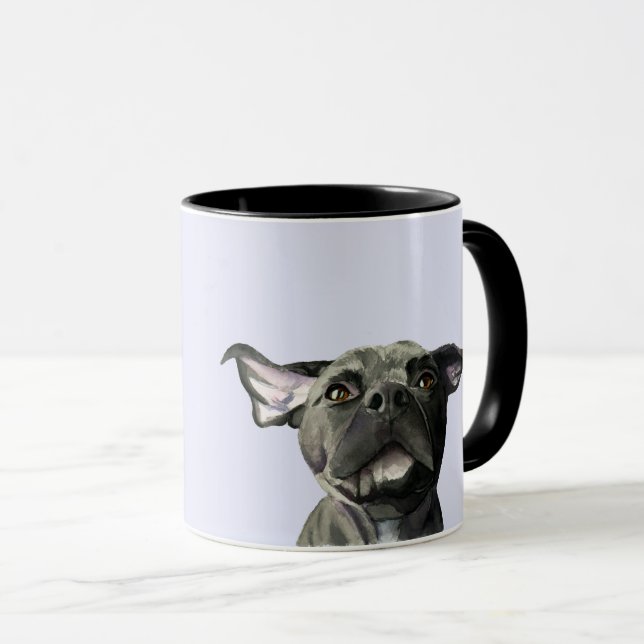 Mug Oreille effondant l'illustration noire de chien de (Devant droit)