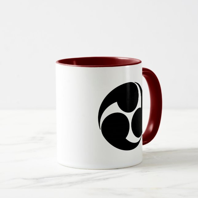 Mug Oriental Noir Blanc Kobayakawa Japon Mon Art (Devant droit)