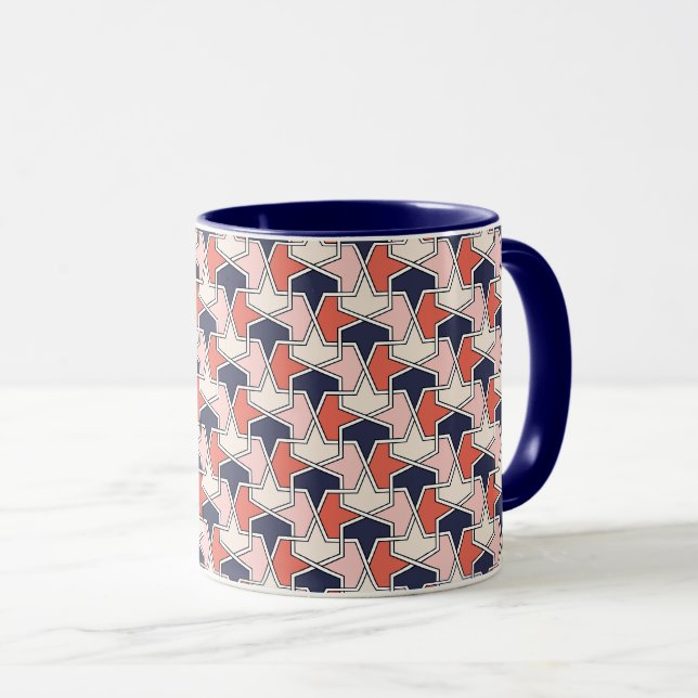 Mug Oriental Rouge Bleu Bleu Flèches géométriques Moti (Devant droit)