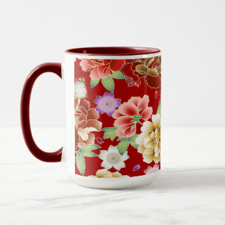 Mug Oriental Rouge or rose moderne Floral