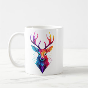 Mug orignal, cerf, art coloré