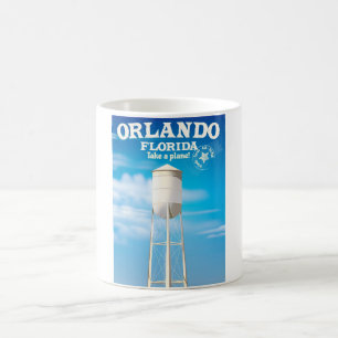 Mug Orlando, Florida Water Tower imprimé voyage.