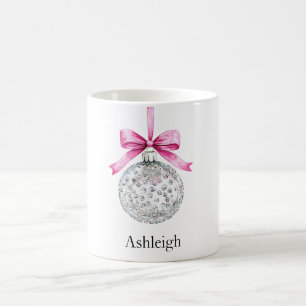 Mug Ornement de Glam Argent avec cabot rose Noël