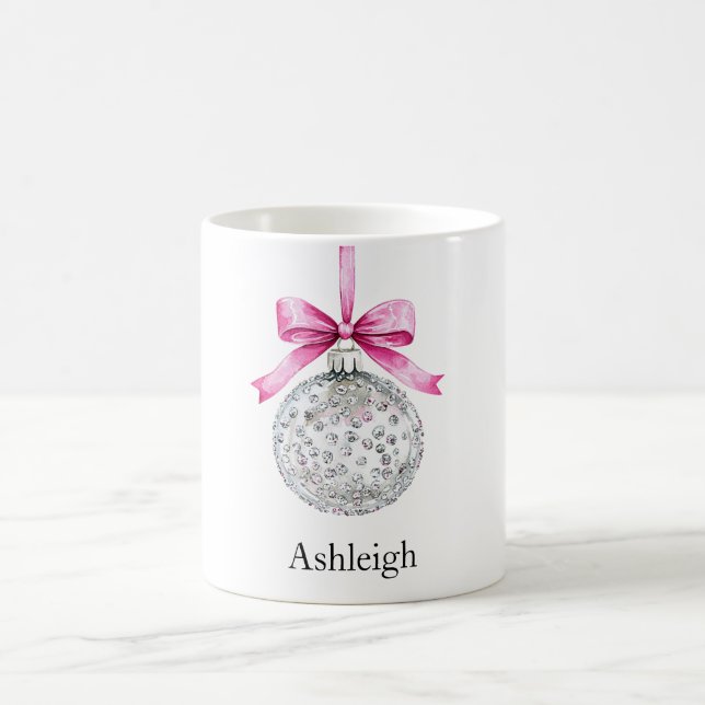 Mug Ornement de Glam Argent avec cabot rose Noël (Centre)